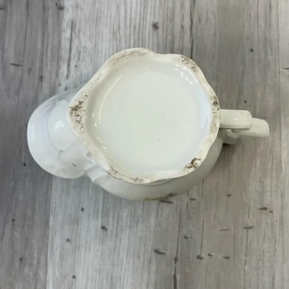 Vintage White Floral Bouquet Victorian Shaving Scuttle Mug Cup Decor